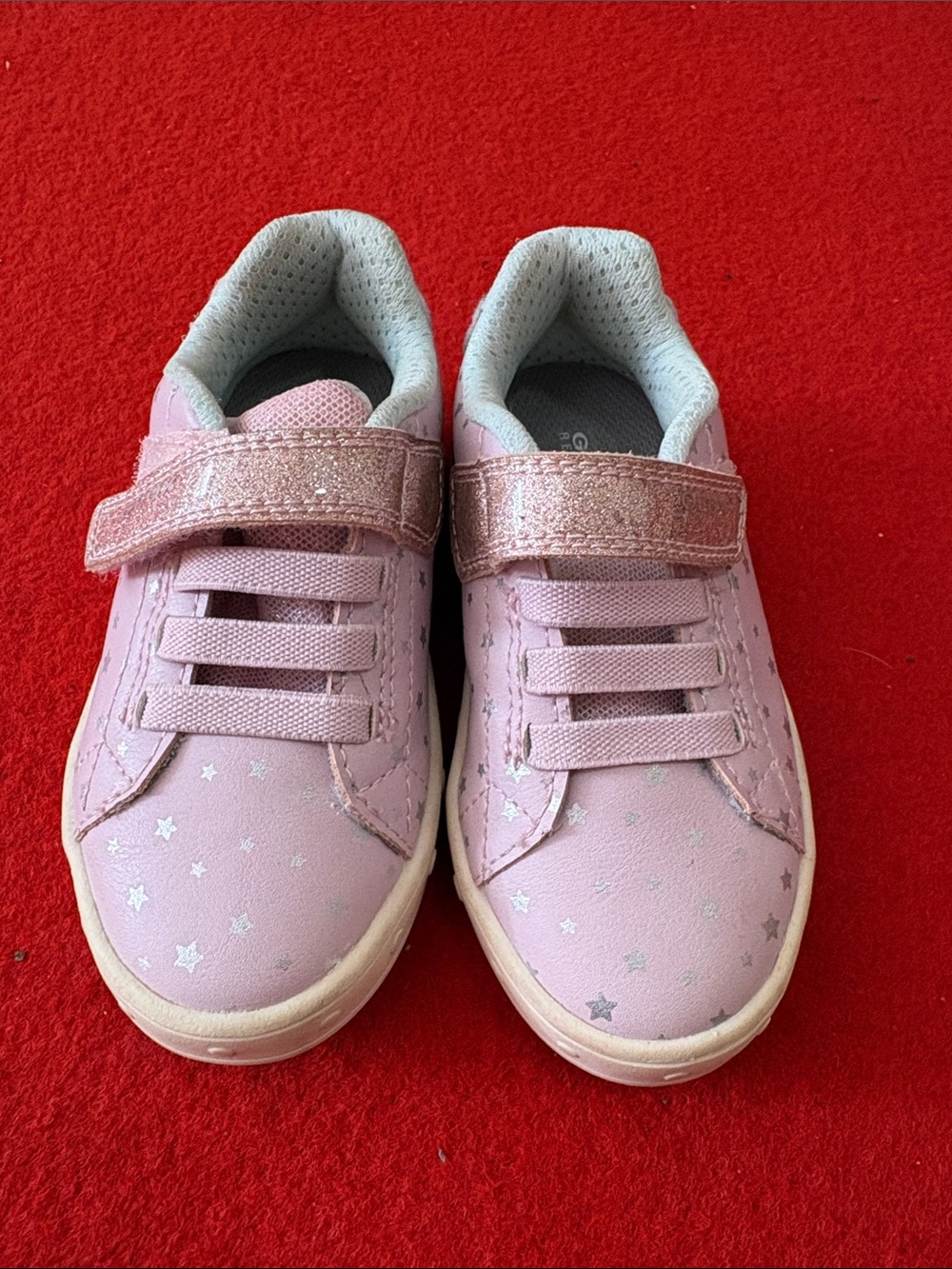 Geox Pink Glitter Strap Star Sneakers for Kids